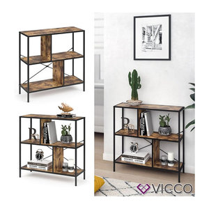 Vicco Loft Bücherregal FYRK in Braun im Industrial Retro Design als Wandregal oder Standregal aus Metall und Holzwerkstoff B/H/T: 79 x 80 x 30 cm
