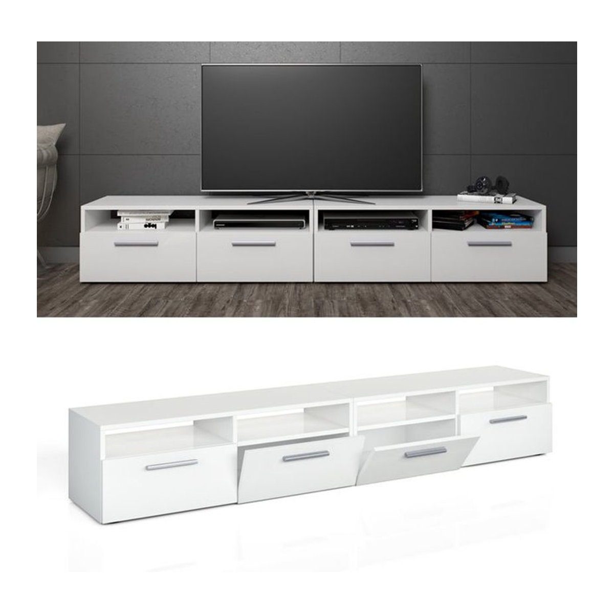 Vicco Lowboard Diego Fernsehschrank in Weiß, B: 95 cm, T: 38 cm, H: 33 cm - Bild 1