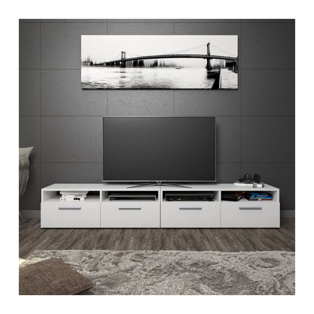 Vicco Lowboard Diego Fernsehschrank in Weiß, B: 95 cm, T: 38 cm, H: 33 cm - Bild 2