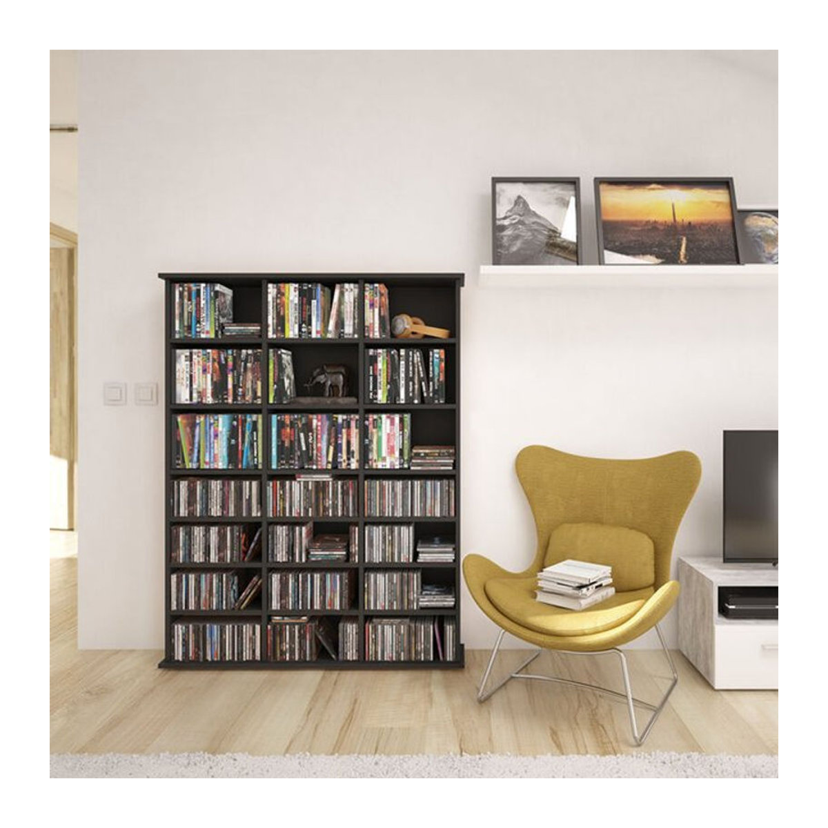 Vicco Medienregal Jukebox HiFi-Rack in Schwarz, B: 105,4 cm, H: 136 cm - Bild 2
