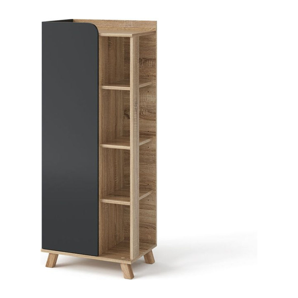 Vicco Midischrank Karen Modern in Sonoma Anthrazit mit Tür und offenen Fächern B: 50 cm, H: 128 cm - Bild 2