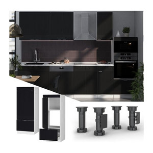 Vicco Mikrowellenschrank Fame-Line in Weiß und Schwarz gestreift mit Schublade und Drehtüren, Breite: 60 cm