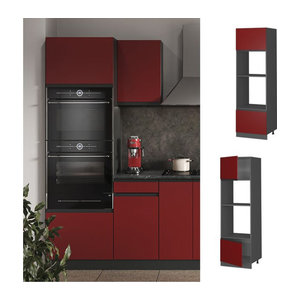Vicco Mikrowellenschrank R-Line J-Shape Küchenschrank in Anthrazit und Rot, Breite: 60 cm, Höhe: 207 cm, Tiefe: 45,85 cm