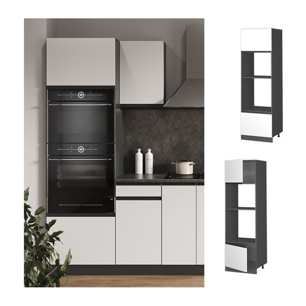 Vicco Mikrowellenschrank R-Line J-Shape Modern Anthrazit Weiß Breite: 60 cm - Bild 1