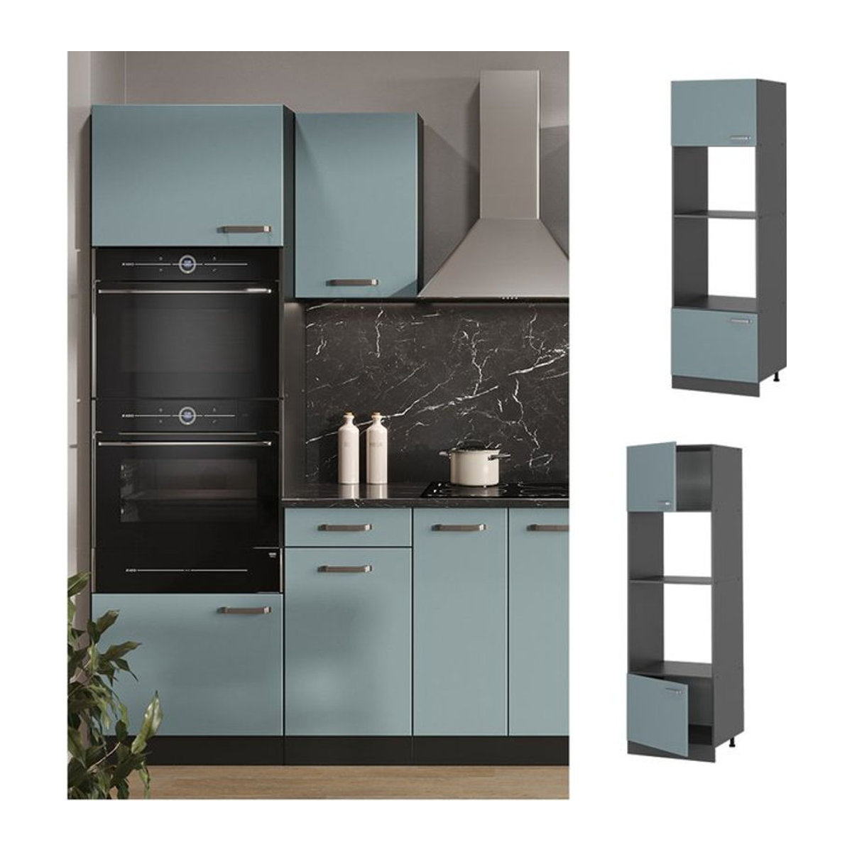 Vicco Mikrowellenschrank R-Line Solid Modern in Anthrazit, Blau und Grau, Breite: 60 cm - Bild 1