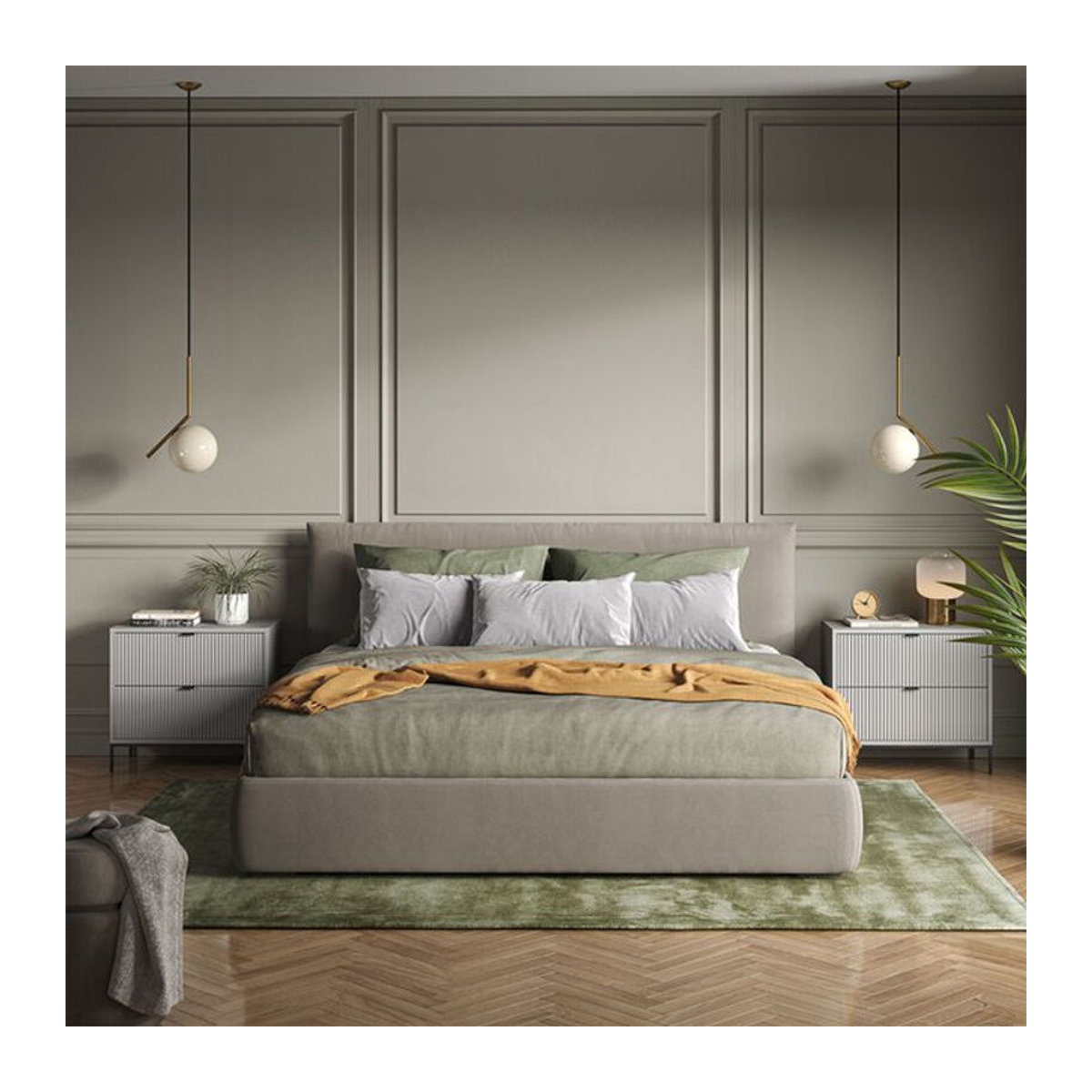 Vicco Nachtkommode Eliza 2er Set, Grau, Modern, Höhe: 66 cm, Breite: 36 cm, Tiefe: 36 cm - Bild 1