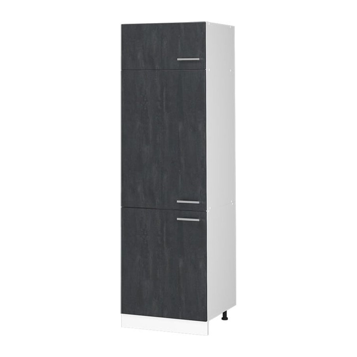 Vicco R-Line Kühlumbauschrank Vorratsschrank mit Drehtüren in Schwarz Weiß Beton Optik Breite: 60 cm - Bild 1