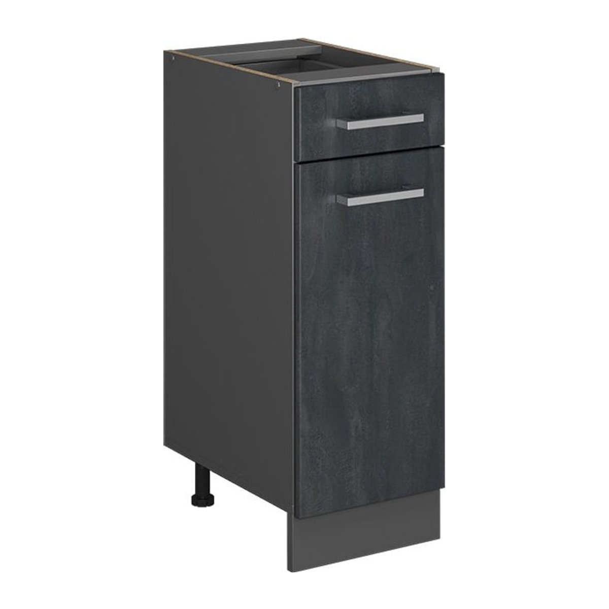 Vicco R-Line Schubunterschrank in Schwarz Anthrazit mit Beton-Optik, Breite: 30 cm - Bild 1
