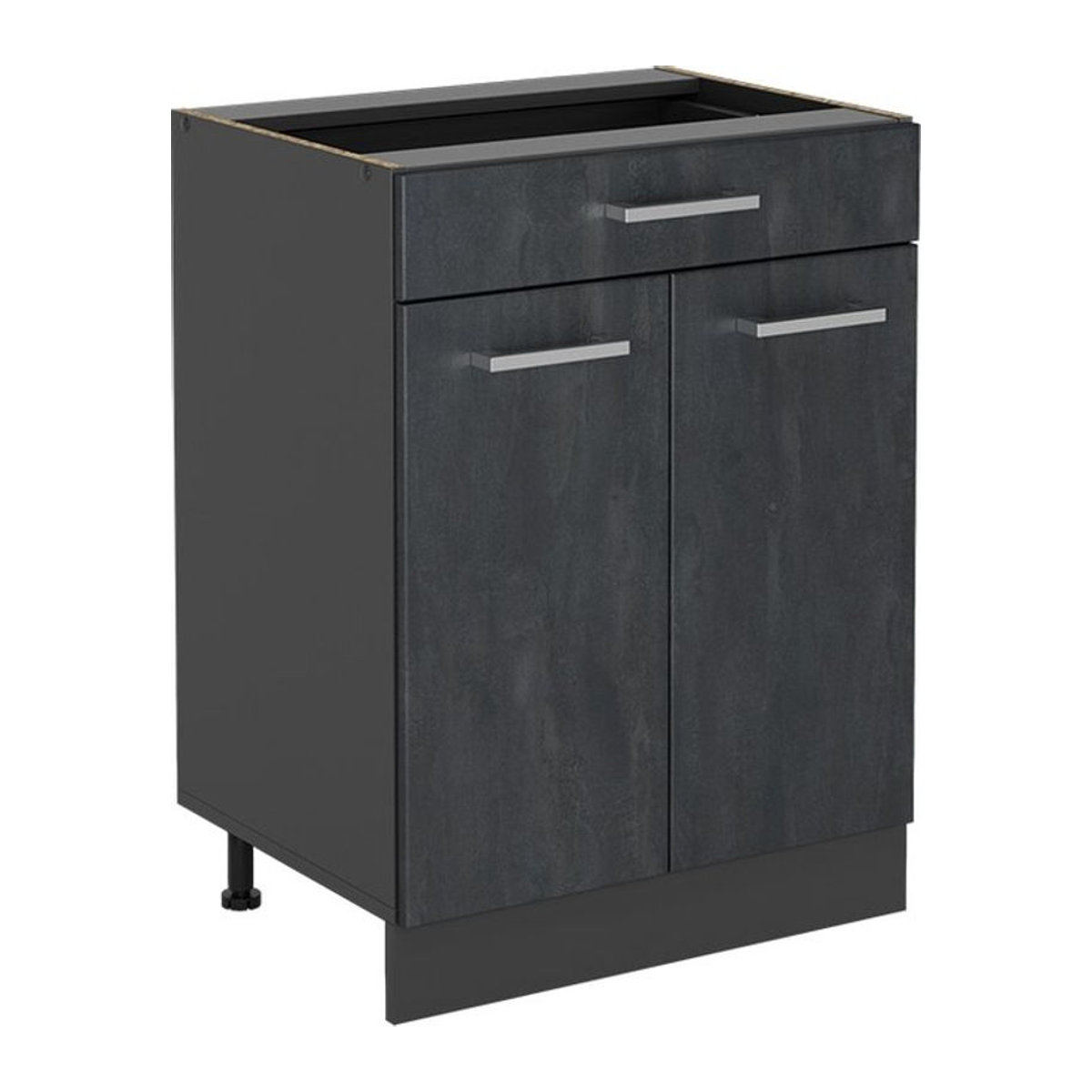 Vicco R-Line Schubunterschrank in Schwarz Anthrazit mit Beton-Optik Breite: 60 cm - Bild 1