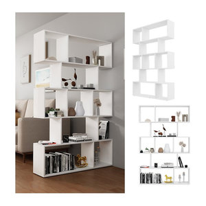 Vicco Raumteiler Aramis Weiß, freistehendes minimalistisches Stufenregal, B: 106 cm, H: 161,5 cm