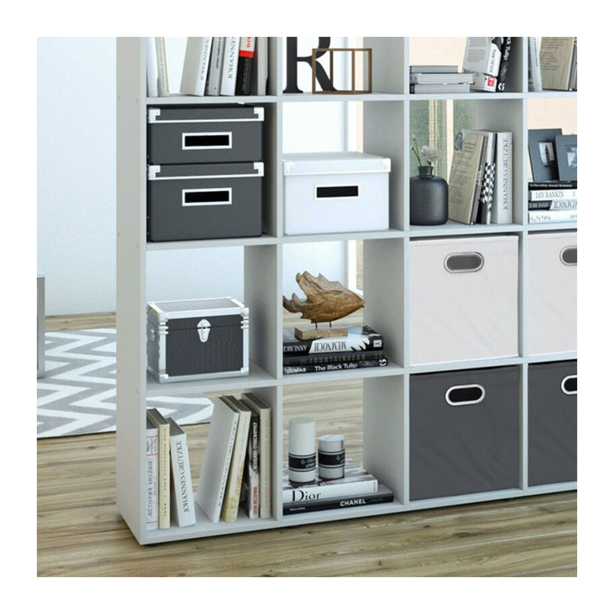 Vicco Raumteiler Karree Bücherregal in Weiß, B: 138.5 cm, H: 142.5 cm, T: 29 cm - Bild 2