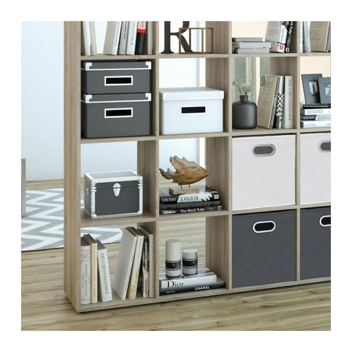 Vicco Raumteiler Karree Bücherregal Sonoma Schwarz B: 138.5 cm, H: 142.5 cm - Bild 2