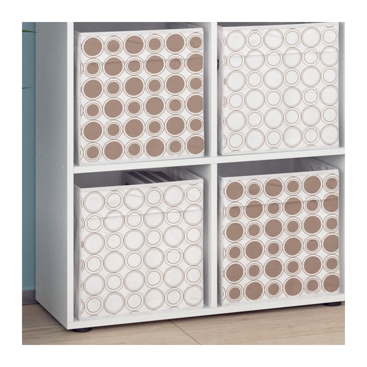 Vicco Raumteiler Tetra Würfelregal mit 4 Faltboxen Weiß B/H: 73 x 72,6 cm - Bild 2