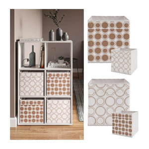 Vicco Raumteiler Würfelregal in Weiß, modernes freistehendes Standregal aus Holz mit Faltboxen, B/H: 70 x 110 cm