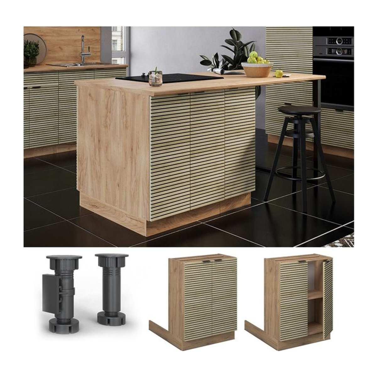 Vicco Regalinselunterschrank Fame-Line in Eiche Natur mit Metall, Breite: 60 cm - Bild 1