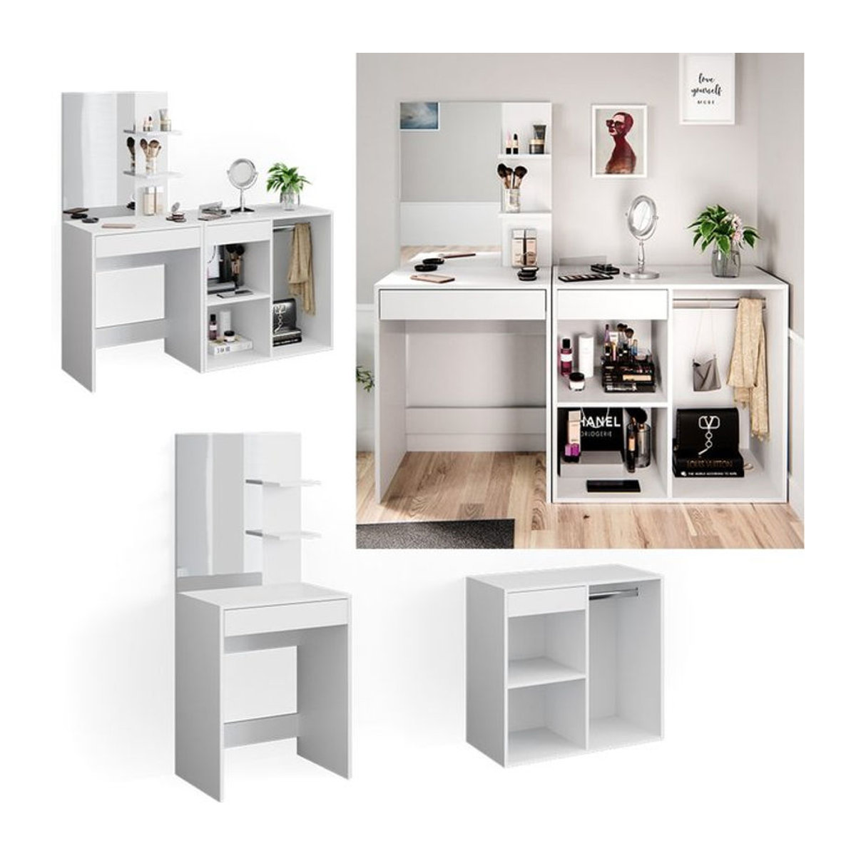 Vicco Schminktisch Isabelle in Weiß mit Schrank - Bild 1