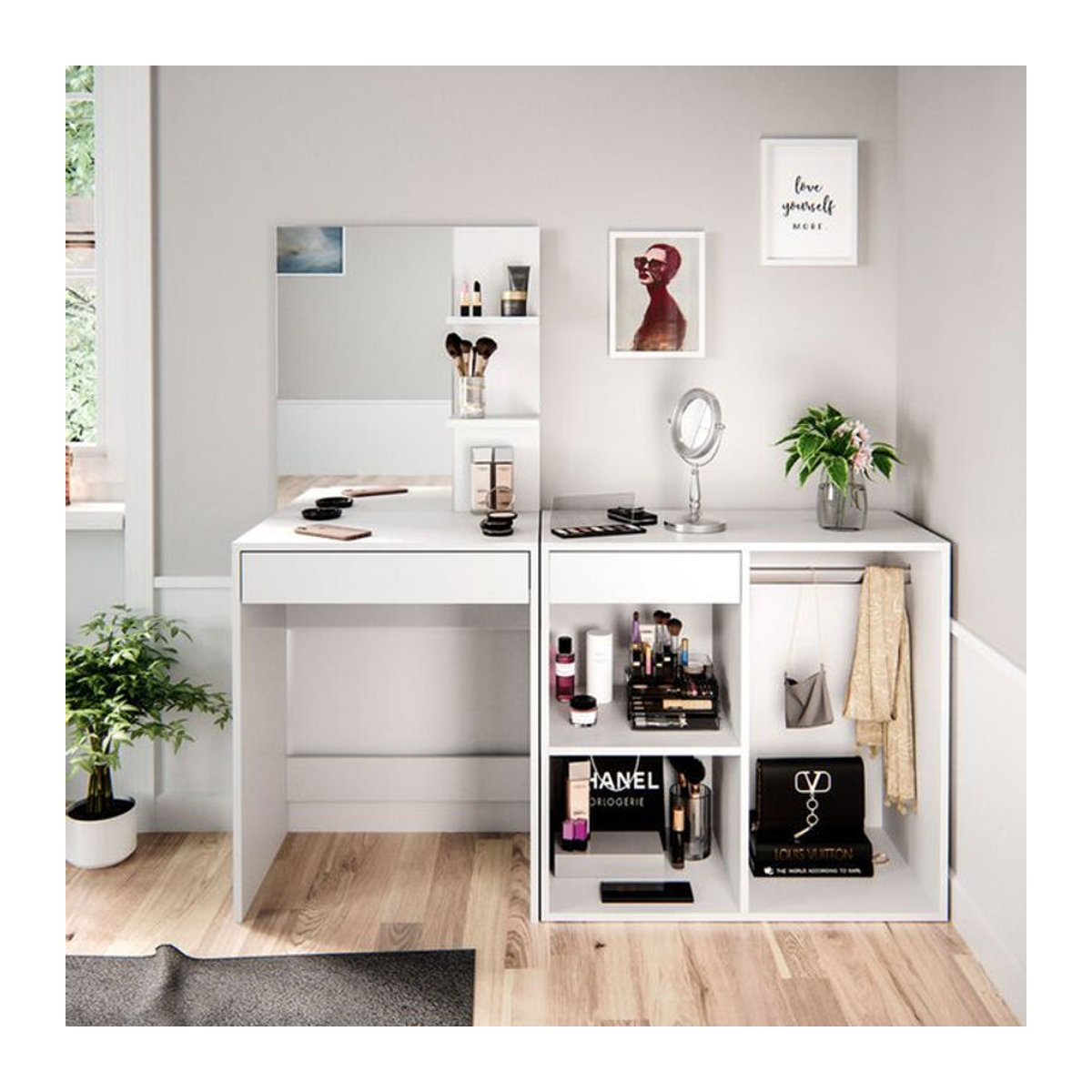 Vicco Schminktisch Isabelle in Weiß mit Schrank - Bild 2