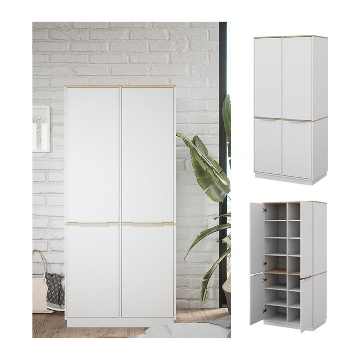 Vicco Schrank Betti in Weiß mit 4 Drehtüren im minimalistischen Design, B/H: 82 x 179 cm - Bild 1