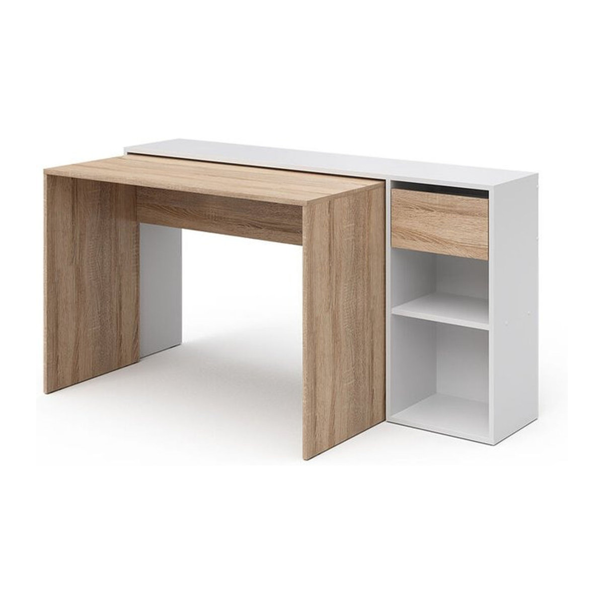 Vicco Schreibtisch Ben Weiß, B: 145 cm, T: 46.4 cm, H: 75.8 cm, ausziehbarer Computertisch in skandinavischem Design - Bild 2