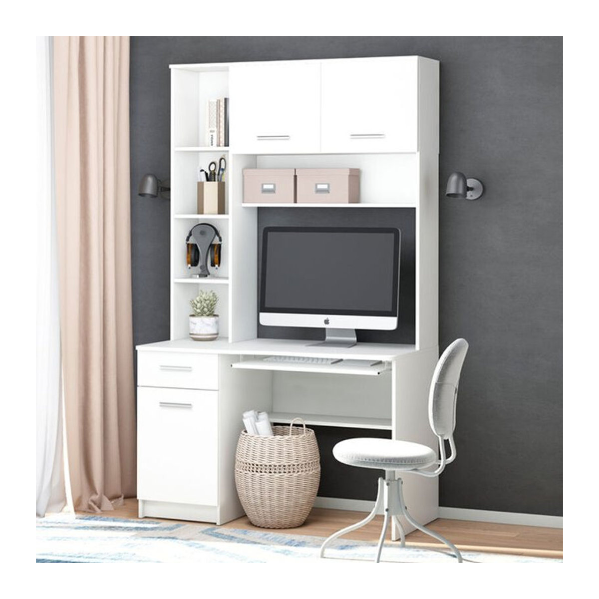 Vicco Schreibtisch Crossline Modern Weiß aus Holzwerkstoff B/T: 120.1 x 59.5 cm - Bild 1