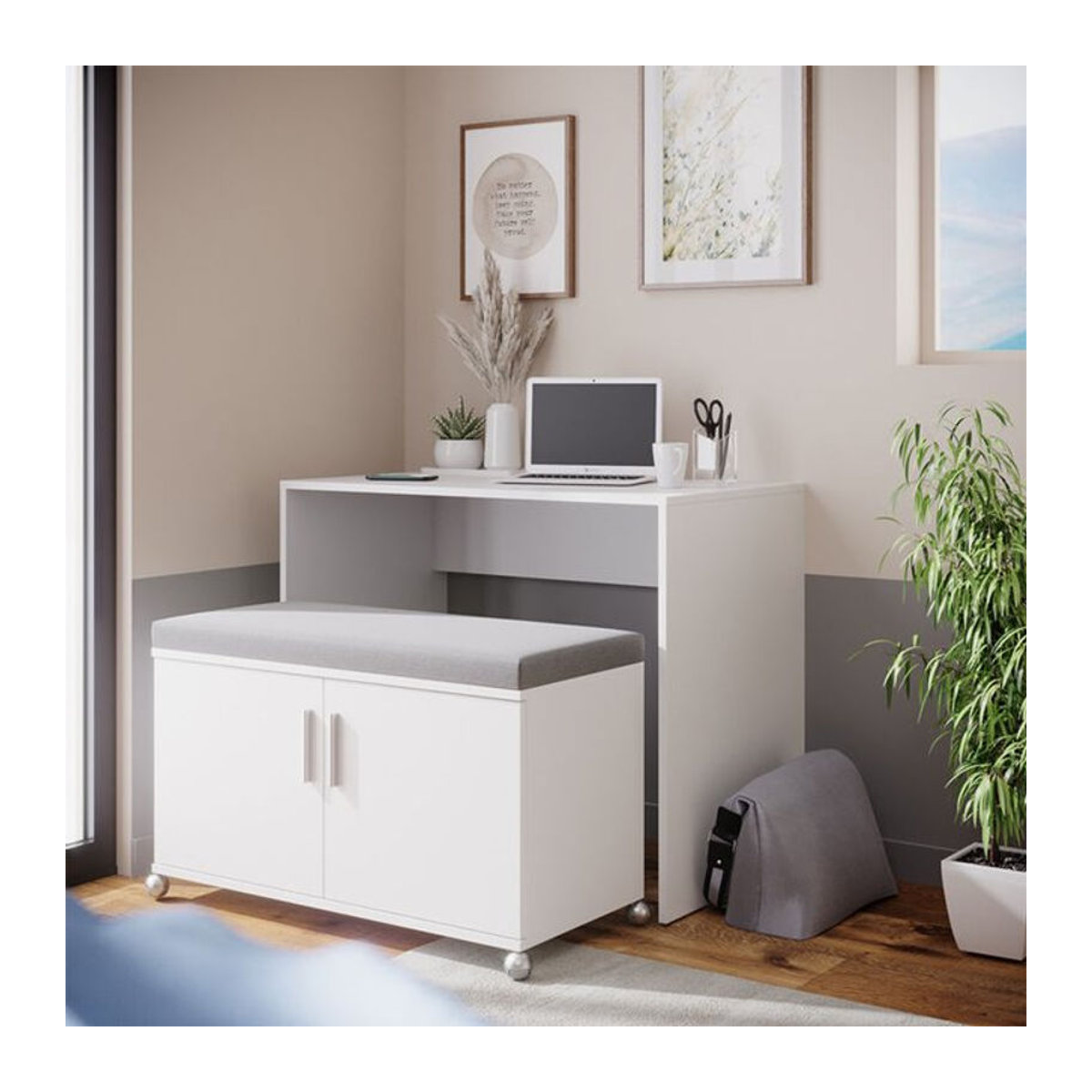 Vicco Schreibtisch Flona in Weiß, B: 93 cm, T: 60 cm, H: 76 cm - Bild 2