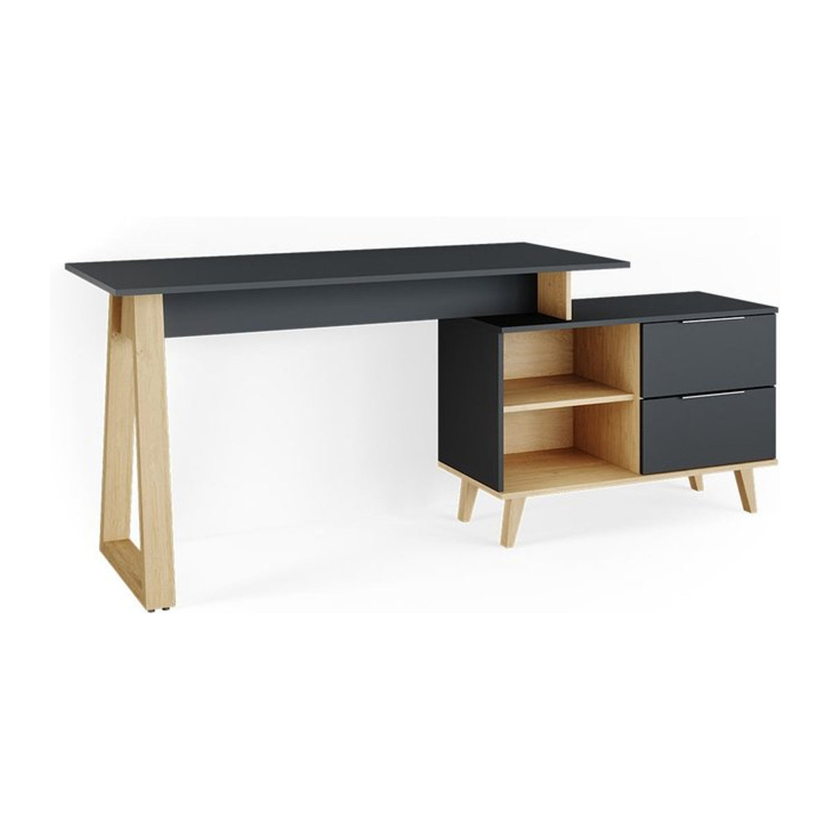Vicco Schreibtisch Nautica Anthrazit mit XL Ablage und Schubladen B: 138 cm, T: 60 cm - Bild 1