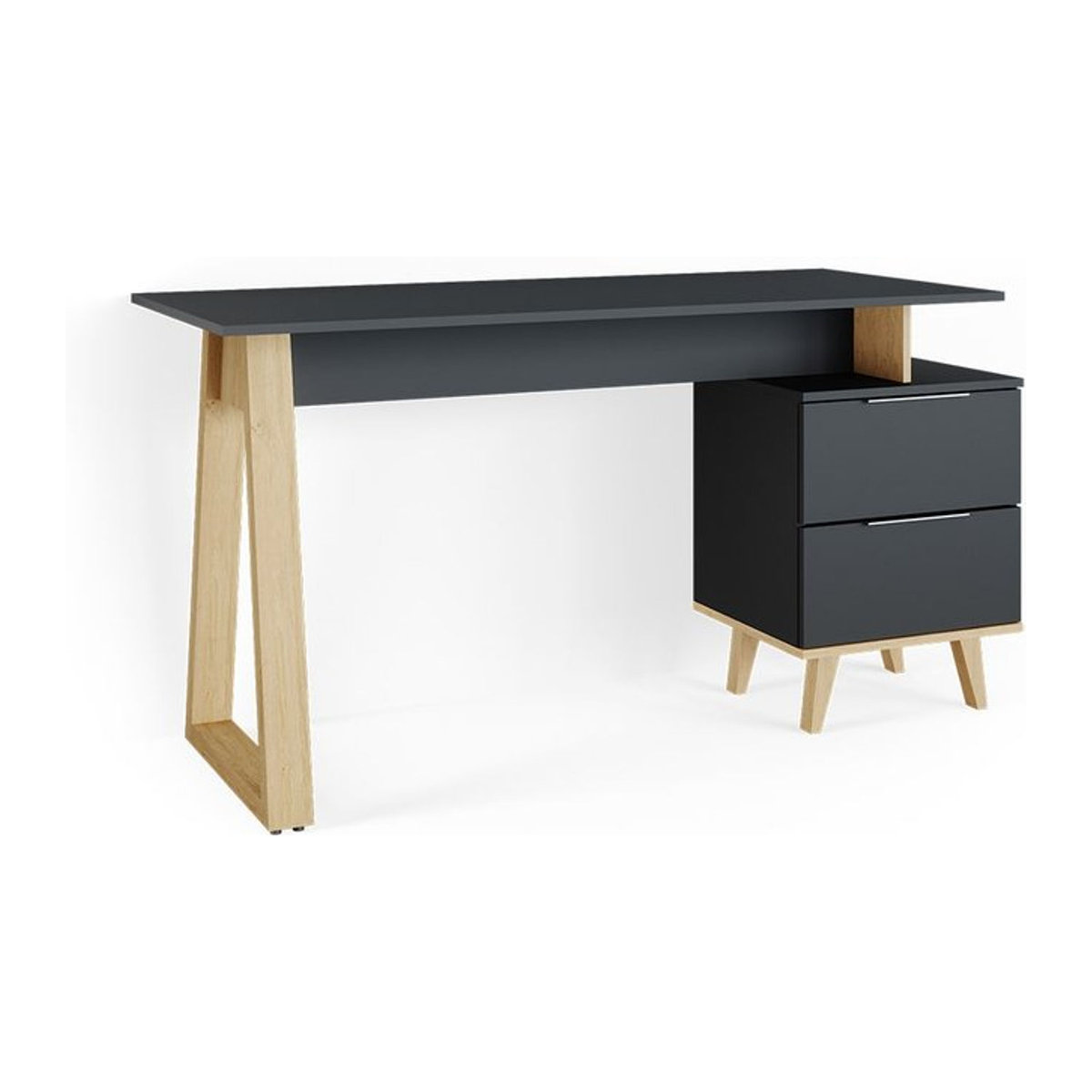 Vicco Schreibtisch Nautica in Anthrazit im modernen skandinavischen Design mit Ablage - Bild 1