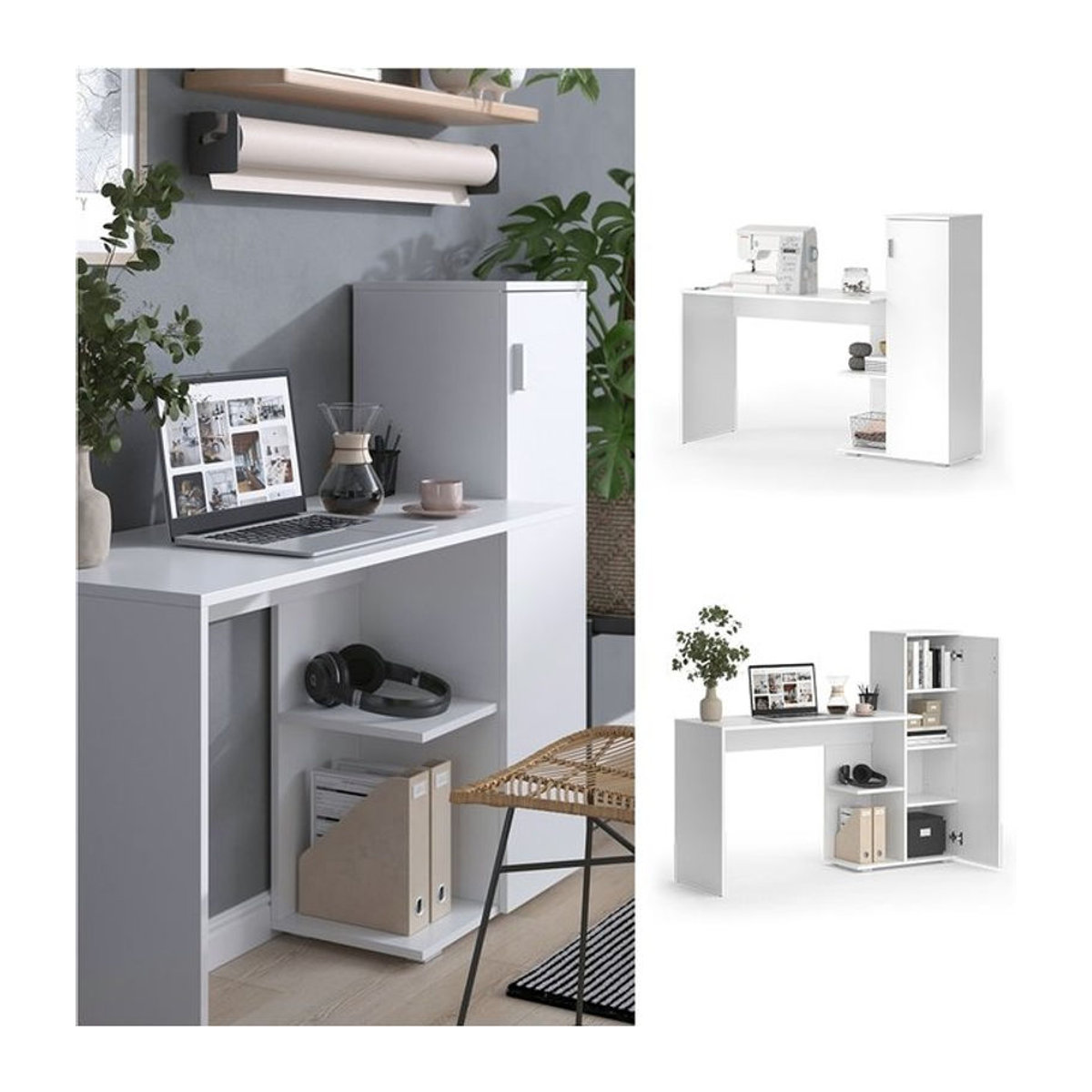 Vicco Schreibtisch Ritz Weiß Minimalistisch aus Holzwerkstoff B/T/H: 141,2 x 45,2 x 127,75 cm - Bild 1