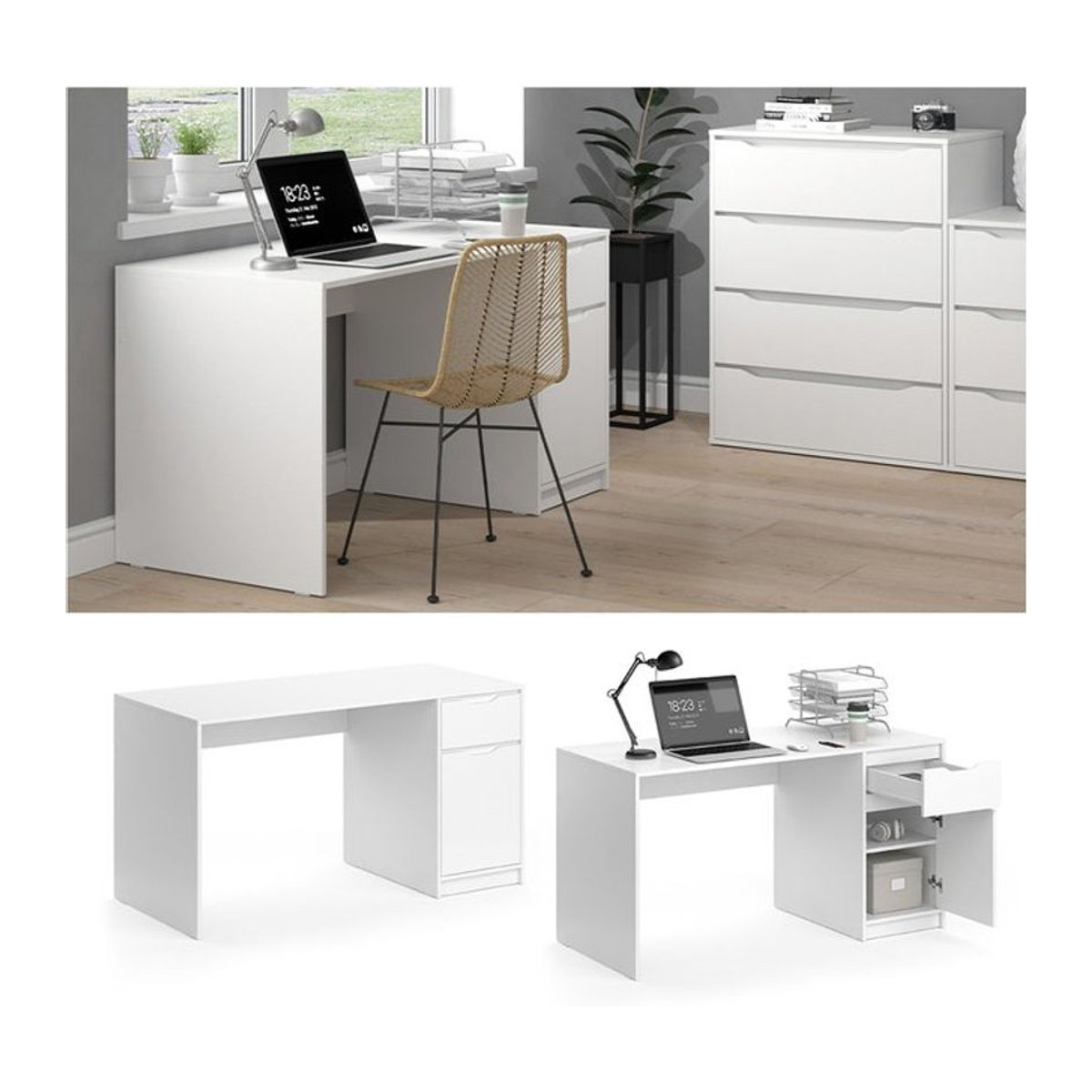 Vicco Schreibtisch Ruben Weiß B: 140 cm, T: 65 cm, H: 75 cm - Bild 1