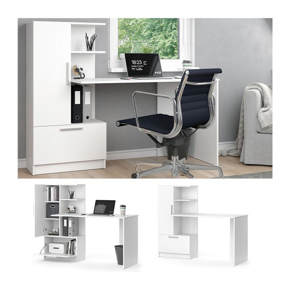 Vicco Schreibtisch Tomy Weiß Modern aus Holzwerkstoff B/T: 150 x 59 cm - Bild 1