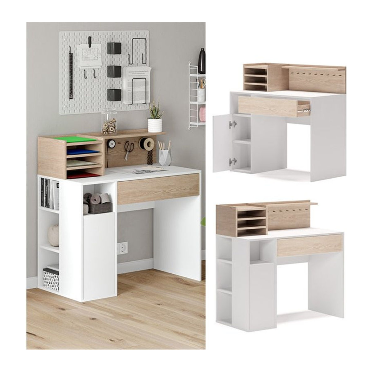 Vicco Schreibtisch und Basteltisch in Weiß im minimalistischen Design aus Holzwerkstoff - Bild 1