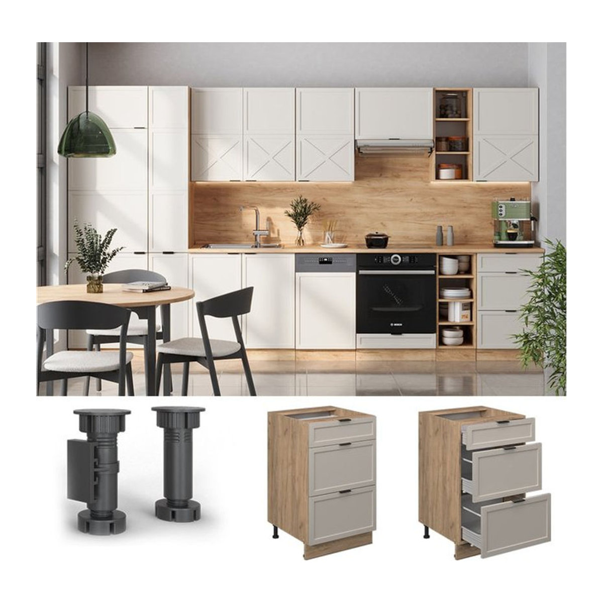 Vicco Schubladenunterschrank Fame-Line Modern in Eiche Grau-Beige mit Arbeitsplatte Breite: 50 cm - Bild 1