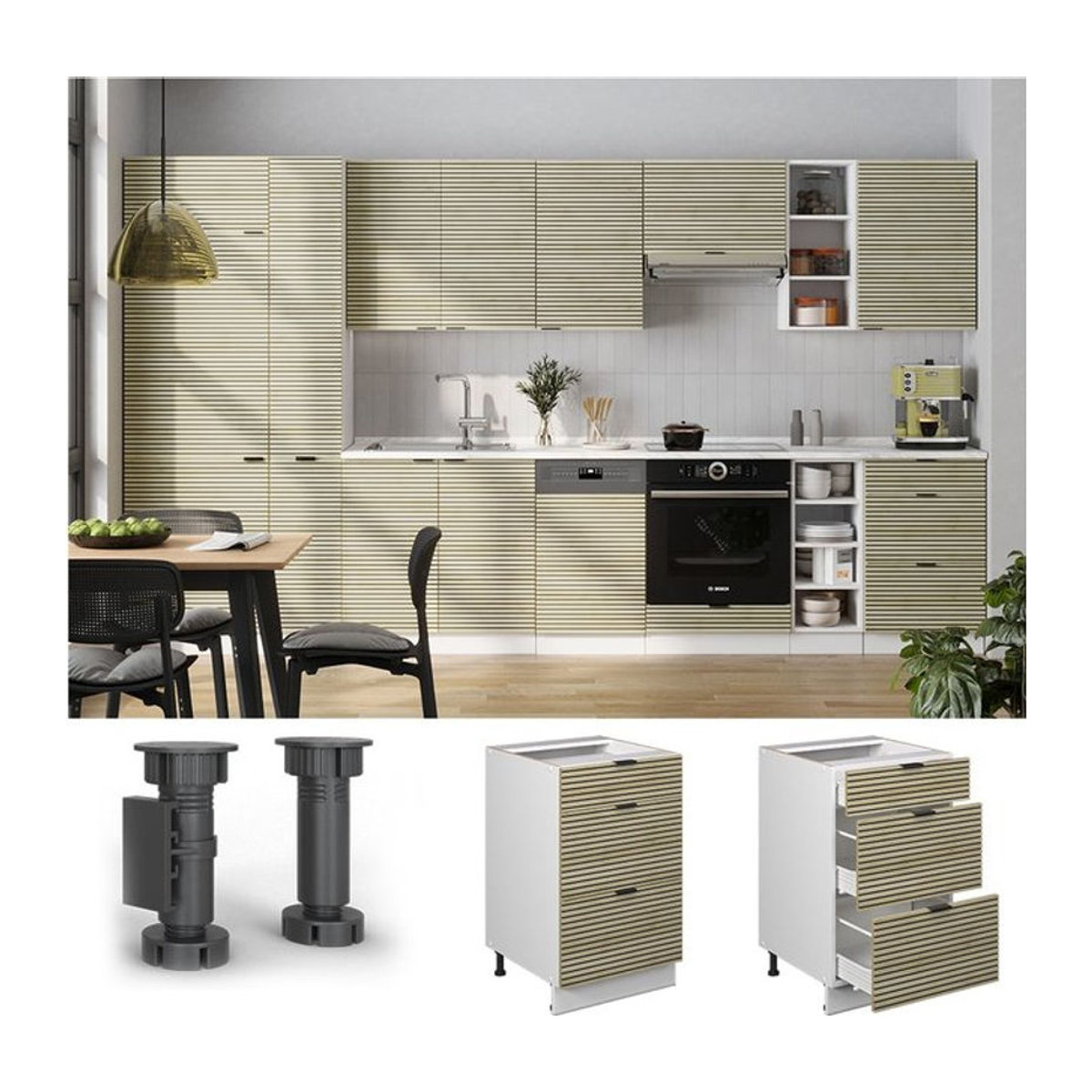 Vicco Schubladenunterschrank Fame-Line Modern in Weiß und Eiche mit Anthrazit Arbeitsplatte Breite: 50 cm - Bild 1