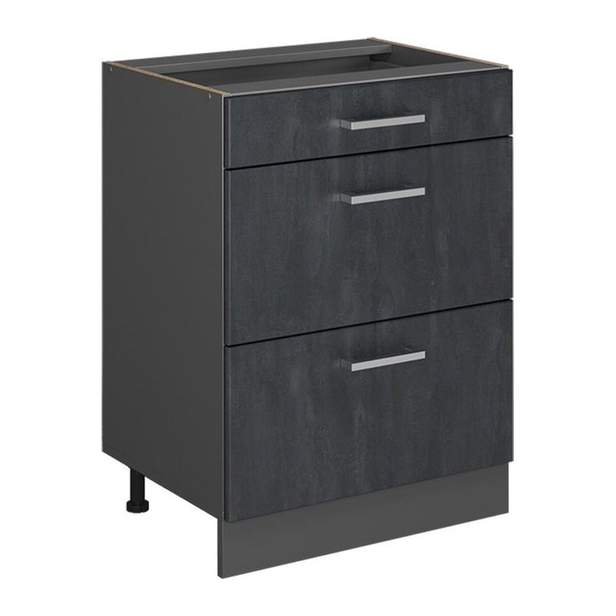 Vicco Schubladenunterschrank R-Line in Schwarz Anthrazit mit Beton-Optik, Breite: 60 cm - Bild 1