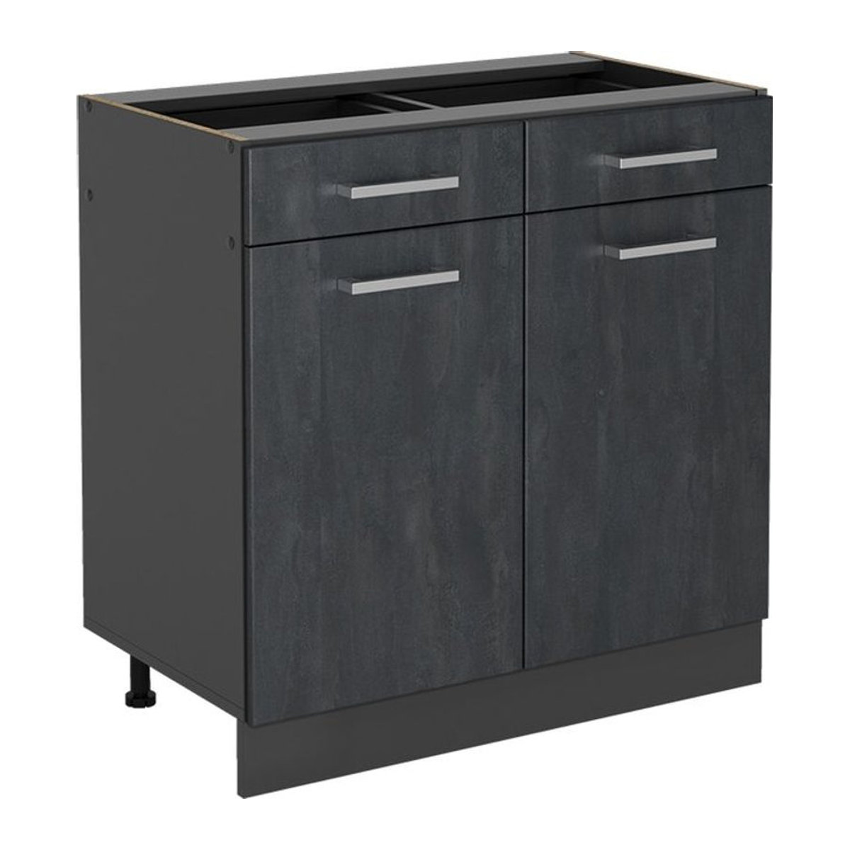 Vicco Schubunterschrank R-Line Modern in Schwarz Anthrazit mit Beton-Optik Breite: 80 cm ohne Arbeitsplatte - Bild 1