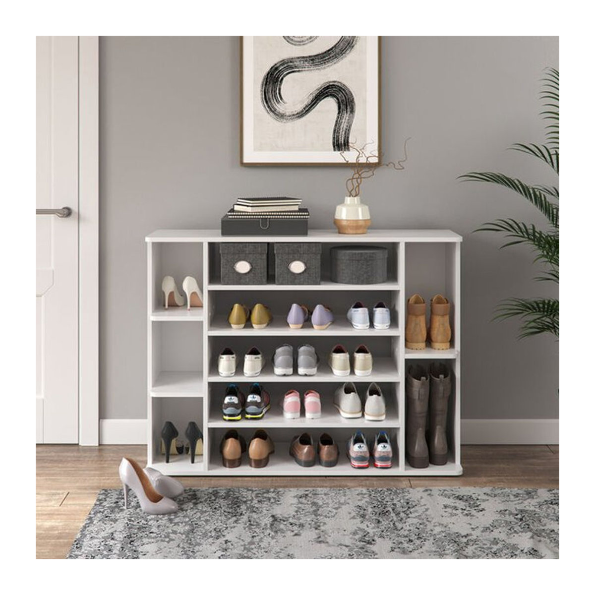 Vicco Schuhschrank Levin in Weiß mit Stiefelfach und Schuhablage, B: 116,2 cm, H: 87,4 cm, T: 30 cm - Bild 2