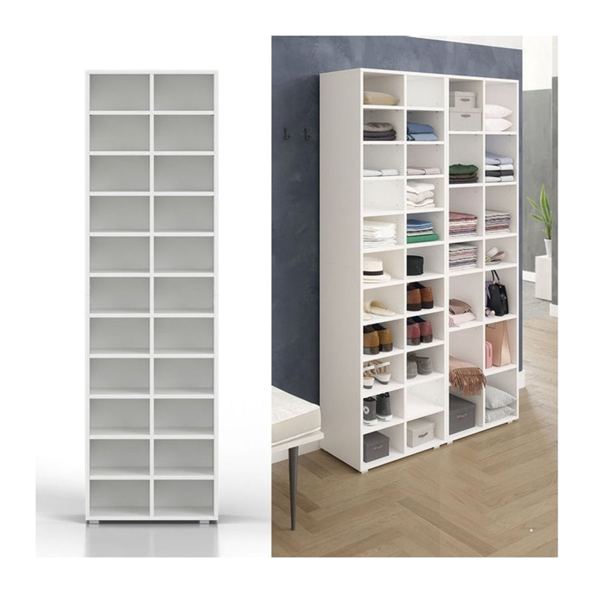 Vicco Schuhschrank Paris in Weiß aus Holzwerkstoff mit minimalistischem Design, Breite: 52.4 cm, Tiefe: 33 cm, Höhe: 44.97 cm - Bild 1