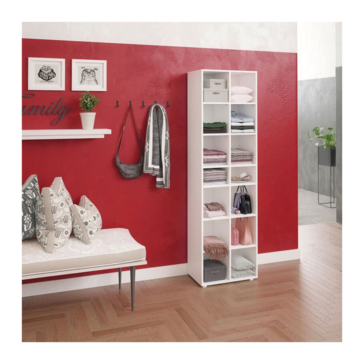 Vicco Schuhschrank Paris in Weiß aus Holzwerkstoff mit minimalistischem Design, Breite: 52.4 cm, Tiefe: 33 cm, Höhe: 44.97 cm - Bild 2