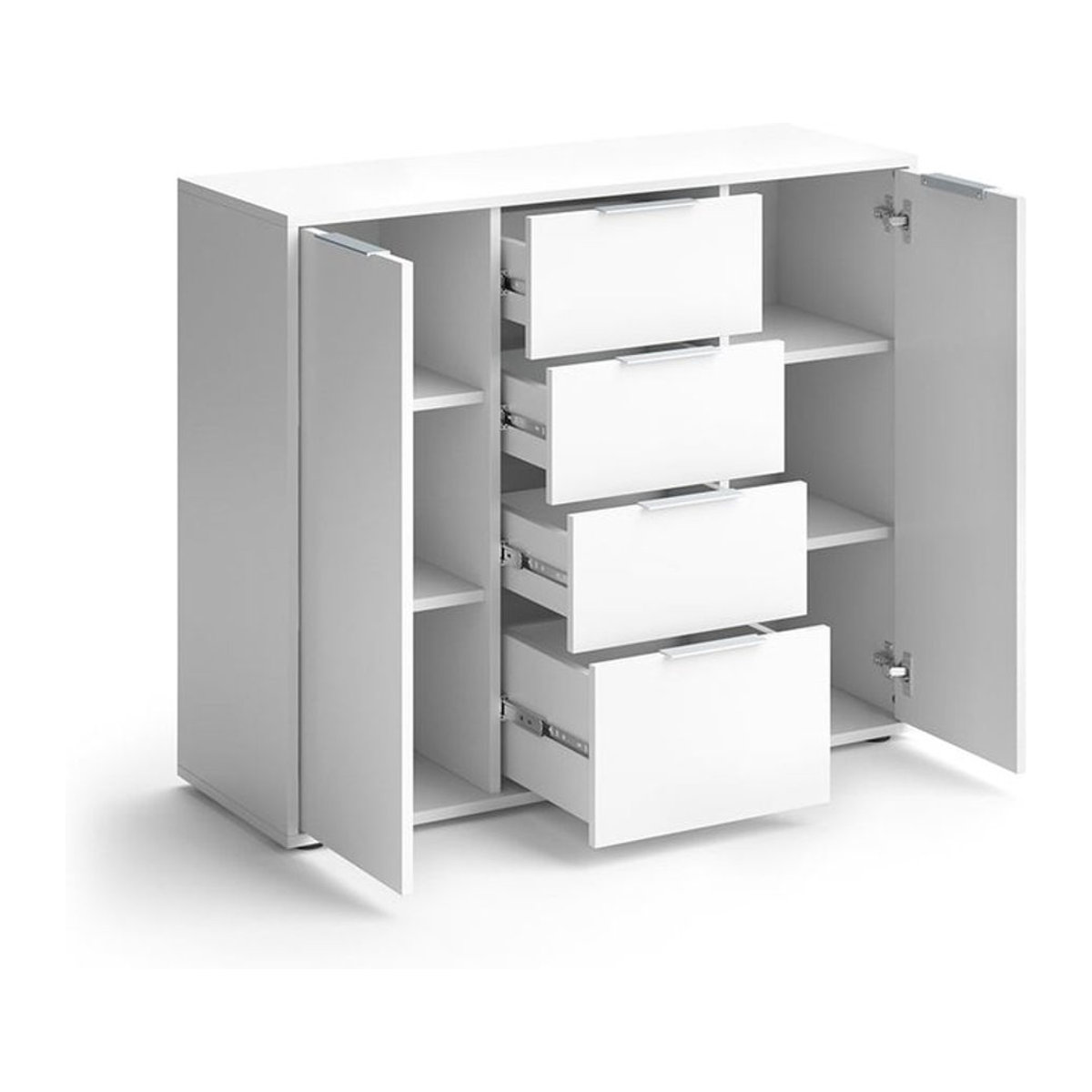 Vicco Sideboard Leon Kommode in Weiß mit modernem Design, B: 100 cm, H: 84 cm, T: 35 cm - Bild 1