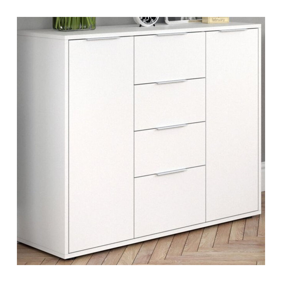 Vicco Sideboard Leon Kommode in Weiß mit modernem Design, B: 100 cm, H: 84 cm, T: 35 cm - Bild 2