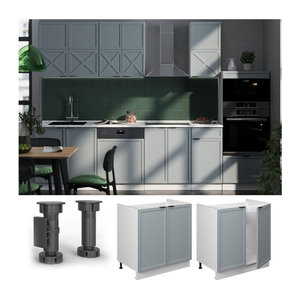 Vicco Spülenunterschrank Fame-Line in Weiß, Blau und Grau mit Drehtüren, Breite: 80 cm