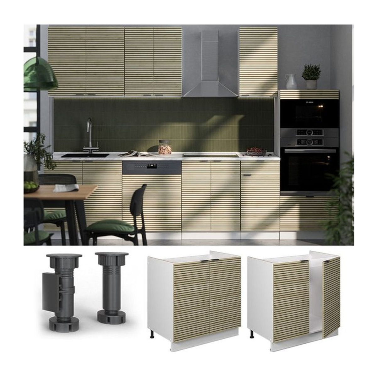 Vicco Spülenunterschrank Fame-Line in Weiß und Eiche mit Drehtüren, Breite: 80 cm - Bild 1