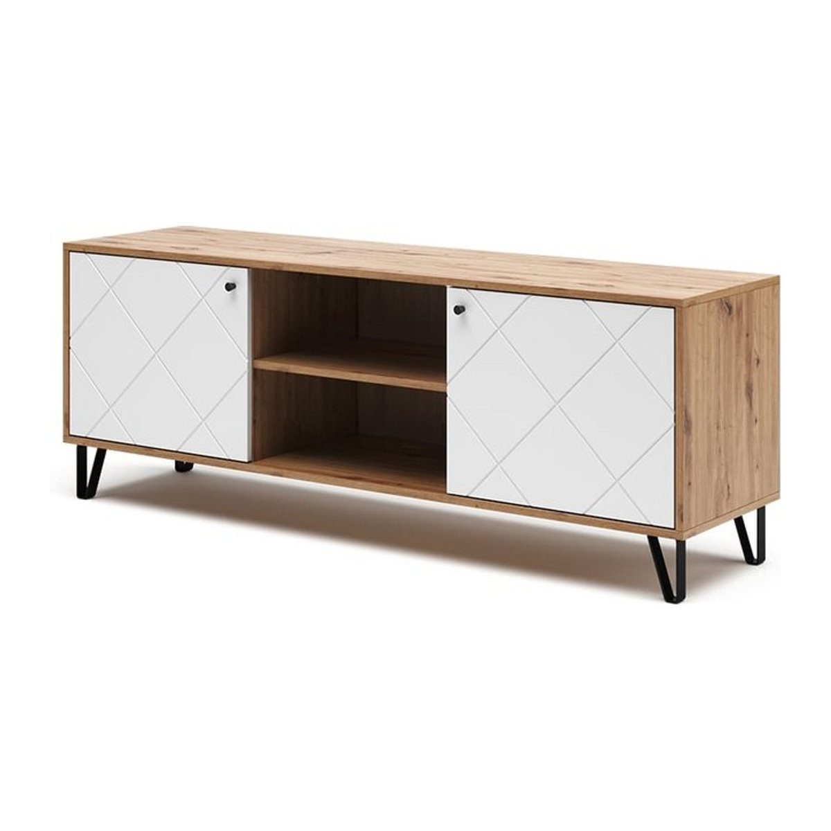 Vicco TV-Lowboard Nizza Modern in Weiß und Schwarz, Rechteckig, Breite: 150 cm, Tiefe: 55,2 cm - Bild 1