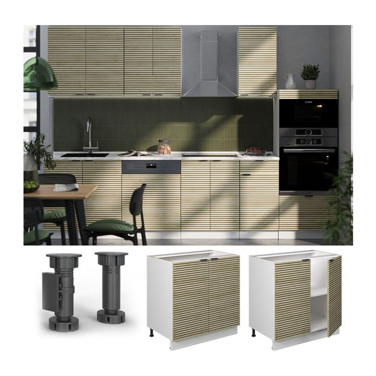Vicco Unterschrank Fame-Line Weiß Eiche mit Arbeitsplatte Anthrazit Breite: 80 cm - Bild 1