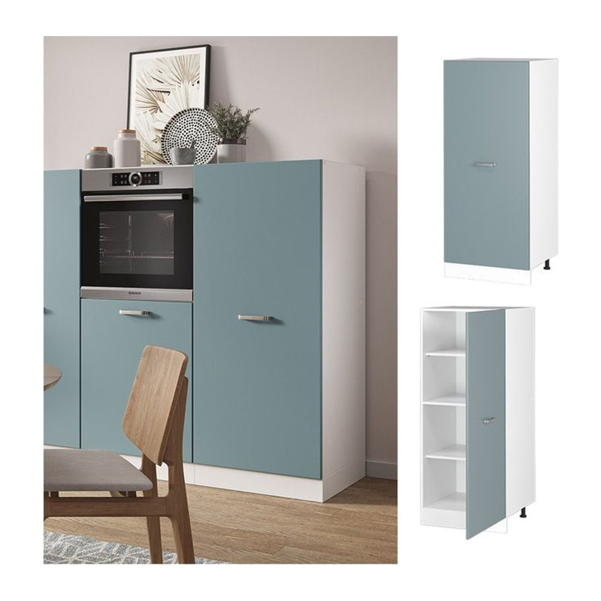 Vicco Vorratsschrank R-Line Solid Modern mit Drehtüren in Weiß Blau Grau Breite: 60 cm, Höhe: 222,62 cm, Tiefe: 222,62 cm - Bild 1
