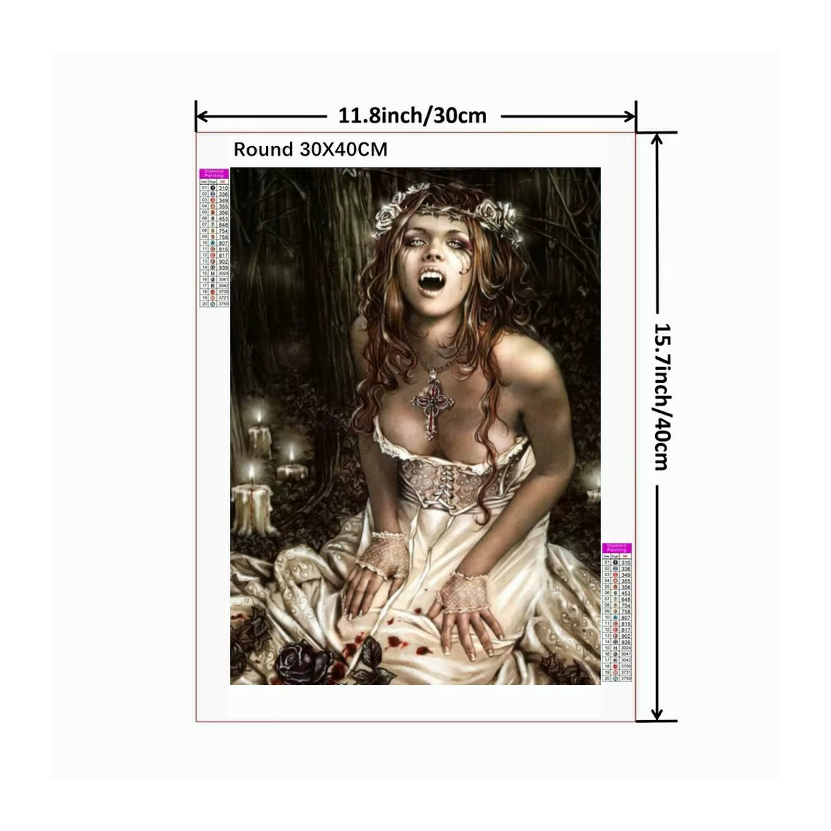 Victoria Frances Vampires Girl 5D DIY Diamantmalerei Rund, Abstrakte Mosaik Kunst als Heimdekoration, Mehrfarbig - Bild 2