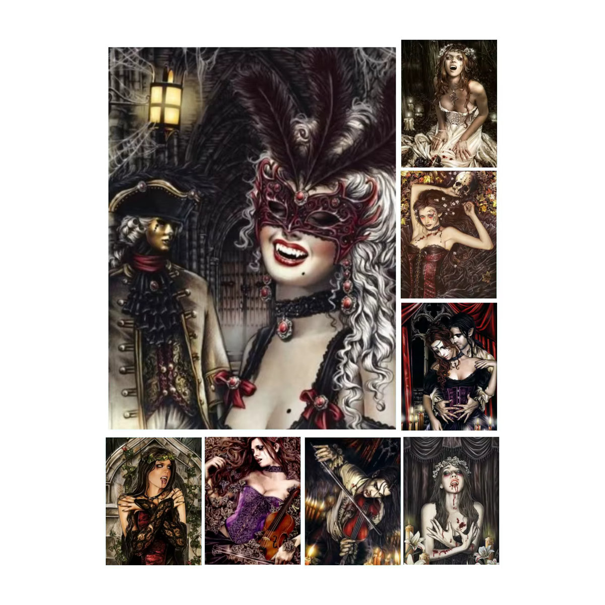Victoria Frances Vampires Girl 5D DIY Diamantmalerei Rund, Abstrakte Mosaik Kunst als Heimdekoration, Mehrfarbig - Bild 4