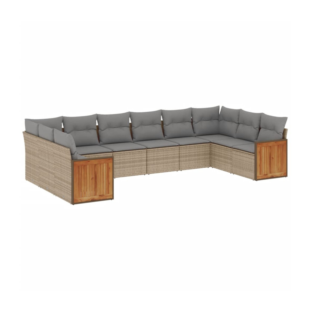 Vidaxl 10-teiliges Gartenmöbel-Set aus Polyrattan mit Kissen, Beige - Bild 2