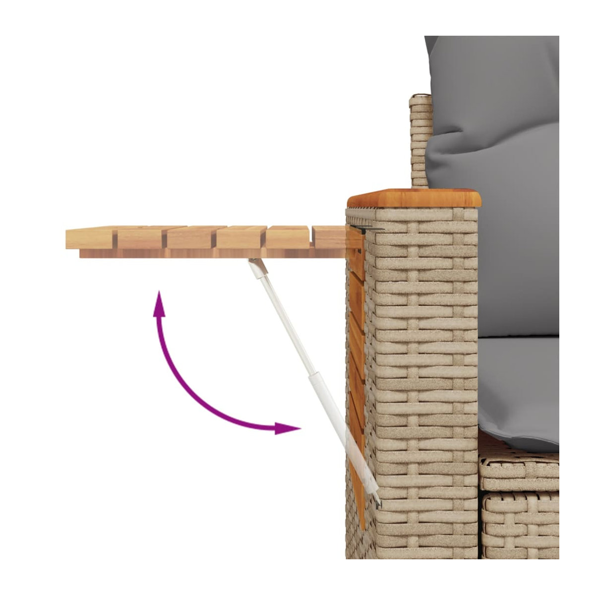 Vidaxl 10-teiliges Gartenmöbel-Set aus Polyrattan mit Kissen in Beige im modernen Design - Bild 3