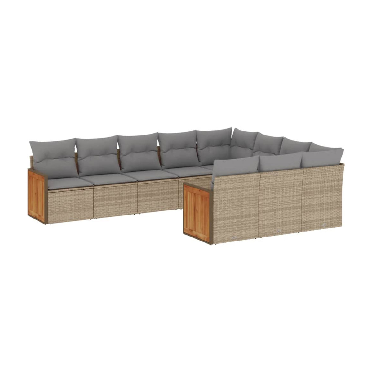 Vidaxl 10-teiliges Gartenmöbel-Set aus Polyrattan mit Kissen in Beige und Grau im modernen Design - Bild 2